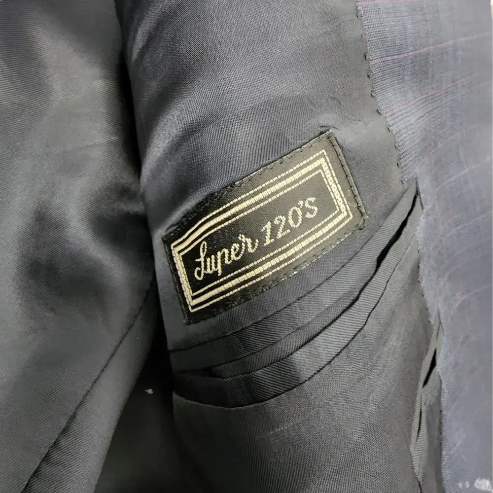 Canali Super 120s Wool Three Button Pin Stripe Blazer Navy Size 46R